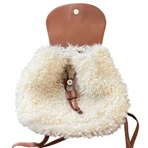 Forever 21 Cream Shearling Backpack with Tan Flap